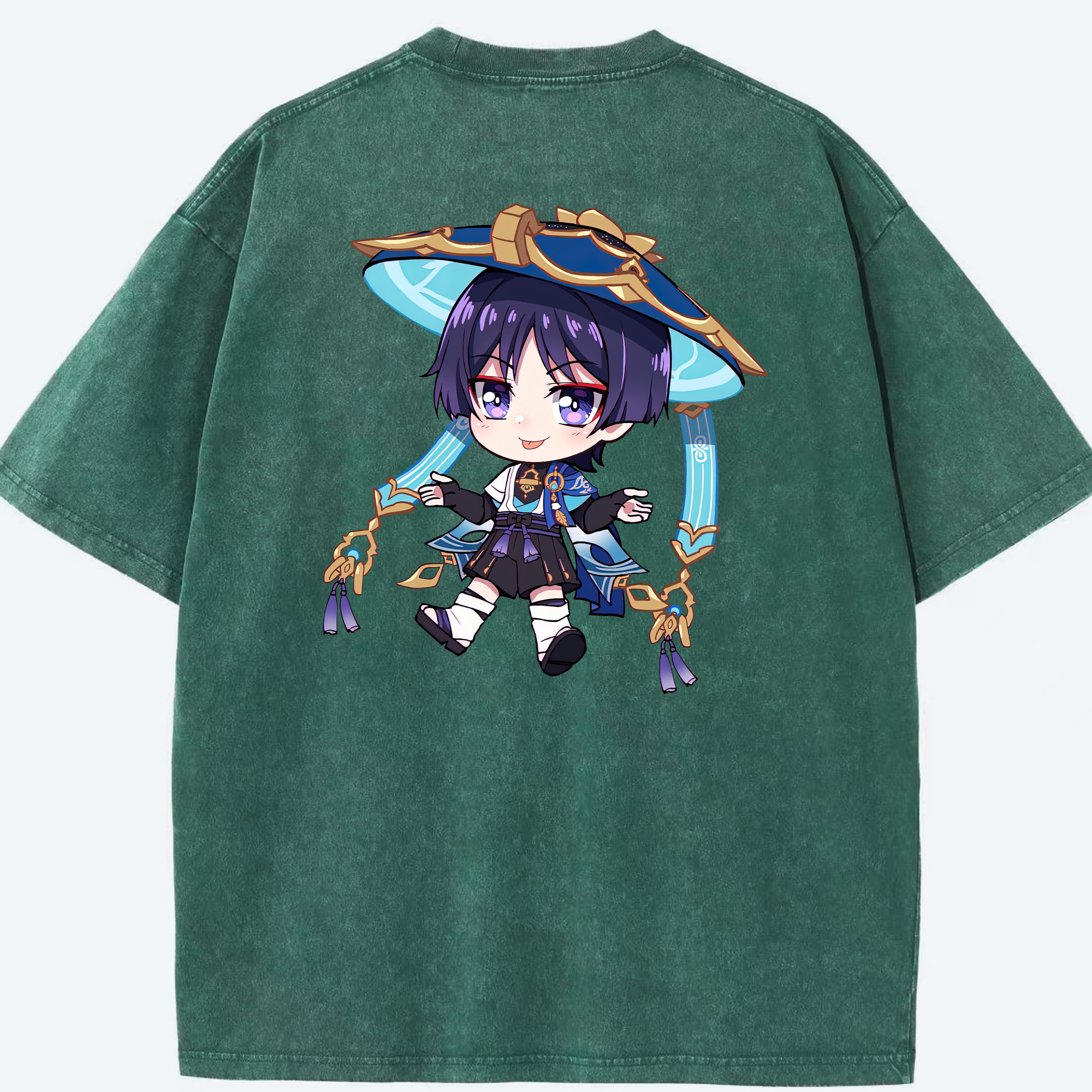 げんし神 さんペい genshin Sanpei 綿100% ヴィンテージ風 半袖Tシャツ（背面プリント）
